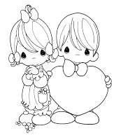 A coloring page of precious moments